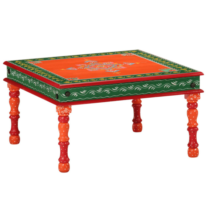 Table basse orange bois de manguier massif peint à la main | Mobilier & Déco