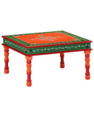 Table basse orange bois de manguier massif peint à la main | Mobilier & Déco