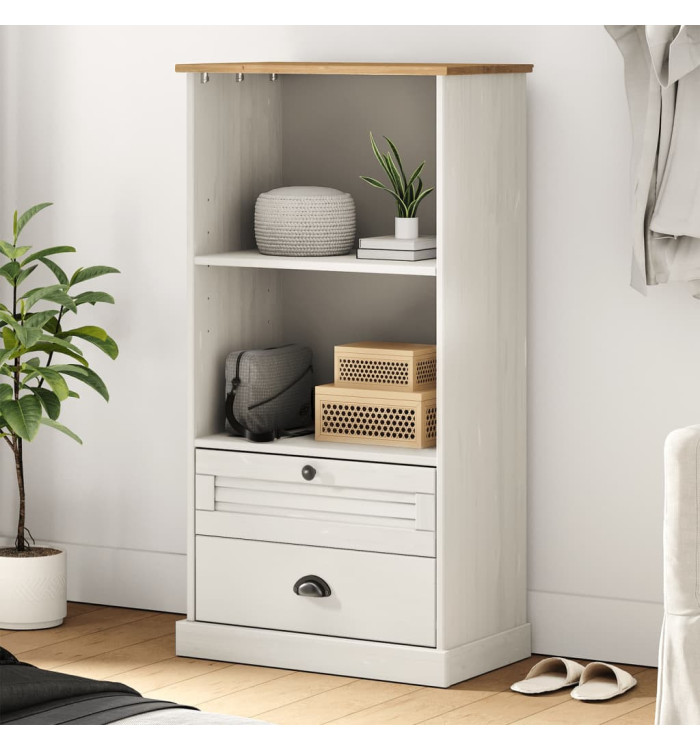 Bibliothèque VIGO blanc 60x35x114,5 cm bois massif de pin | Mobilier & Déco