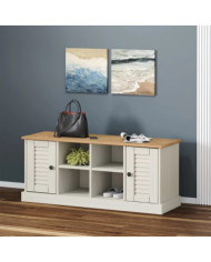 Banc à chaussures VIGO blanc 106x35x45 cm bois massif de pin | Mobilier & Déco