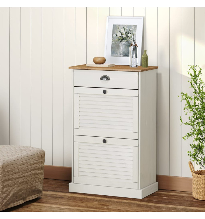 Armoire à chaussures VIGO 60x35x96 cm blanc bois massif de pin | Mobilier & Déco