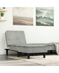 Chaise longue gris clair velours | Mobilier & Déco