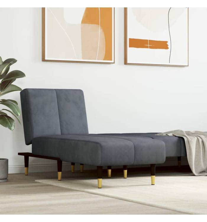 Chaise longue gris foncé velours | Mobilier & Déco