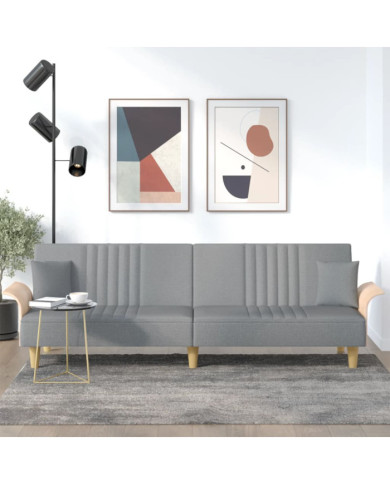 Canapé-lit avec accoudoirs gris clair tissu | Mobilier & Déco