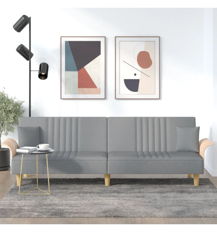 Canapé-lit avec accoudoirs gris clair tissu | Mobilier & Déco