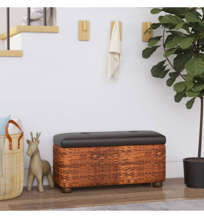 Bancs de rangement lot de 2 et coussin marron 69 cm quenouille | Mobilier & Déco