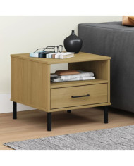 Table de chevet avec pieds en métal Marron Bois pin massif OSLO | Mobilier & Déco