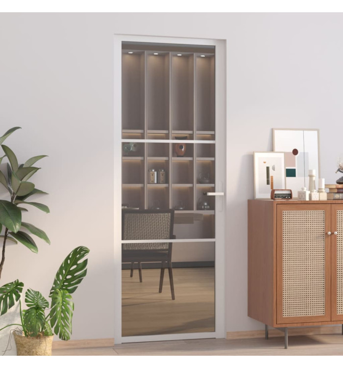 Porte intérieure 76x201,5 cm Blanc Verre ESG et aluminium | Mobilier & Déco