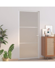 Porte intérieure 93x201,5 cm Blanc Verre mat et aluminium | Mobilier & Déco