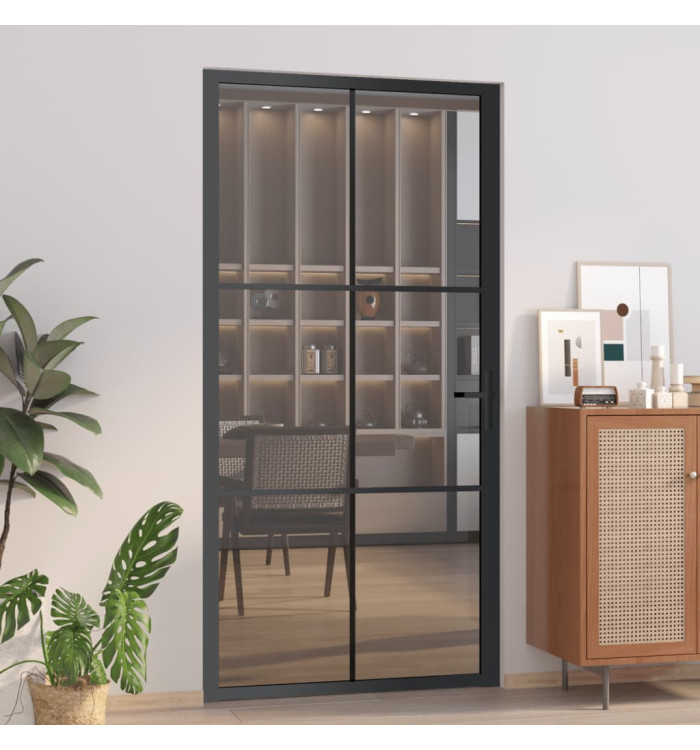 Porte intérieure 102,5x201,5 cm Noir Verre ESG et aluminium | Mobilier & Déco