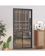 Porte intérieure 102,5x201,5 cm Noir Verre ESG et aluminium | Mobilier & Déco