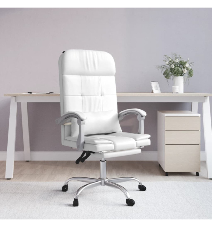 Fauteuil de massage inclinable de bureau Blanc Similicuir | Mobilier & Déco