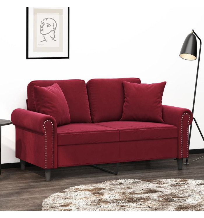 Coussins décoratifs lot de 2 Rouge bordeaux 40x40 cm Velours | Mobilier & Déco