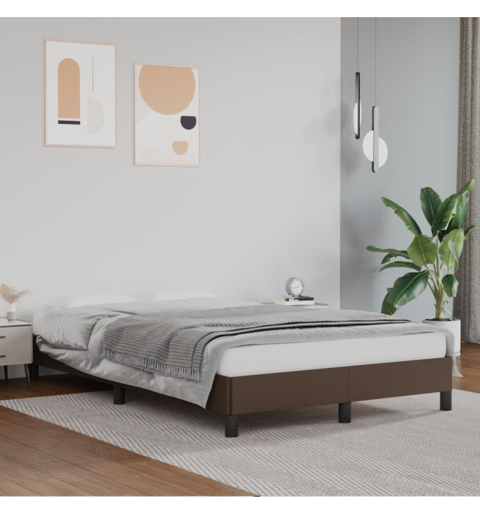 Cadre de lit sans matelas marron 120x200 cm similicuir | Mobilier & Déco