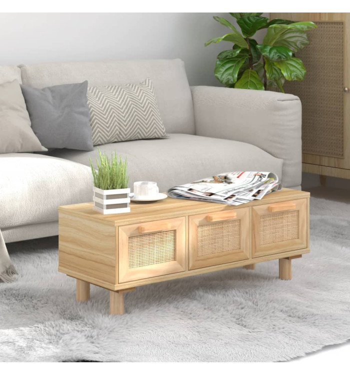 Table basse Marron 80x40x30 cm Bois d'ingénierie et pin massif | Mobilier & Déco
