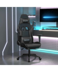 Chaise de jeu de massage et repose-pied Noir et gris Similicuir | Mobilier & Déco
