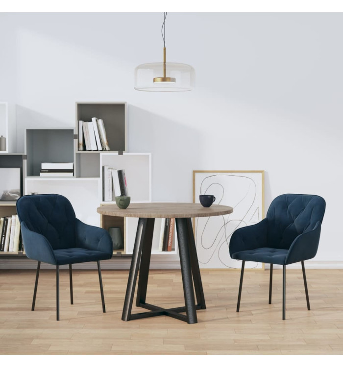 Chaises à manger lot de 2 Bleu Velours | Mobilier & Déco