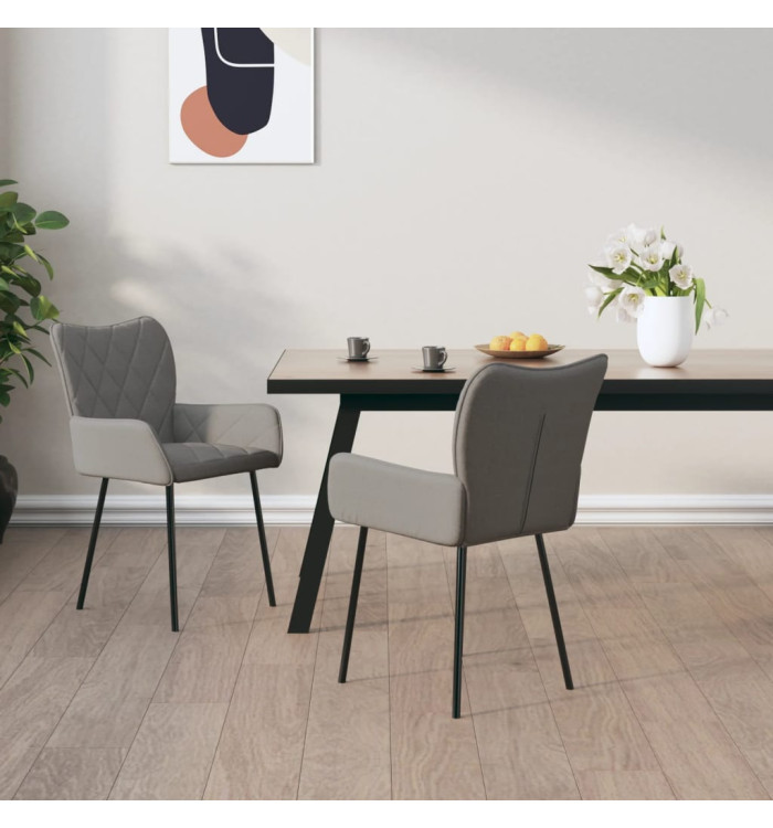 Chaises à manger lot de 2 gris clair tissu | Mobilier & Déco