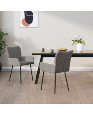 Chaises à manger lot de 2 gris clair tissu | Mobilier & Déco