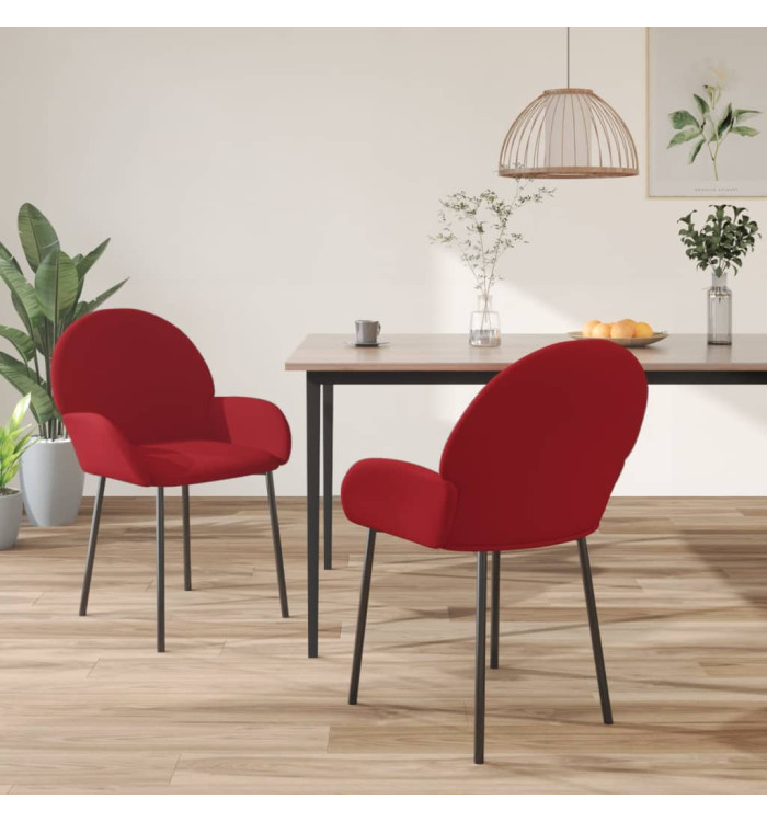 Chaises à manger lot de 2 Rouge bordeaux Velours | Mobilier & Déco