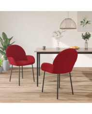 Chaises à manger lot de 2 Rouge bordeaux Velours | Mobilier & Déco