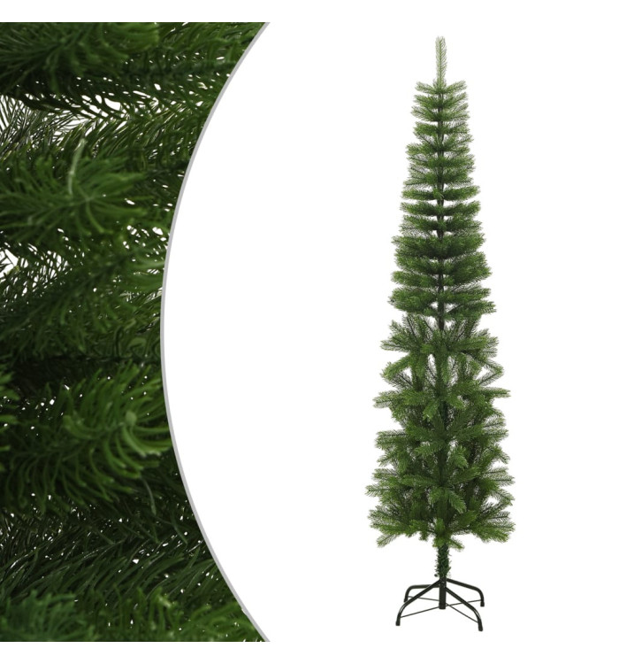 Sapin de Noël artificiel mince avec support 240 cm PE | Mobilier & Déco