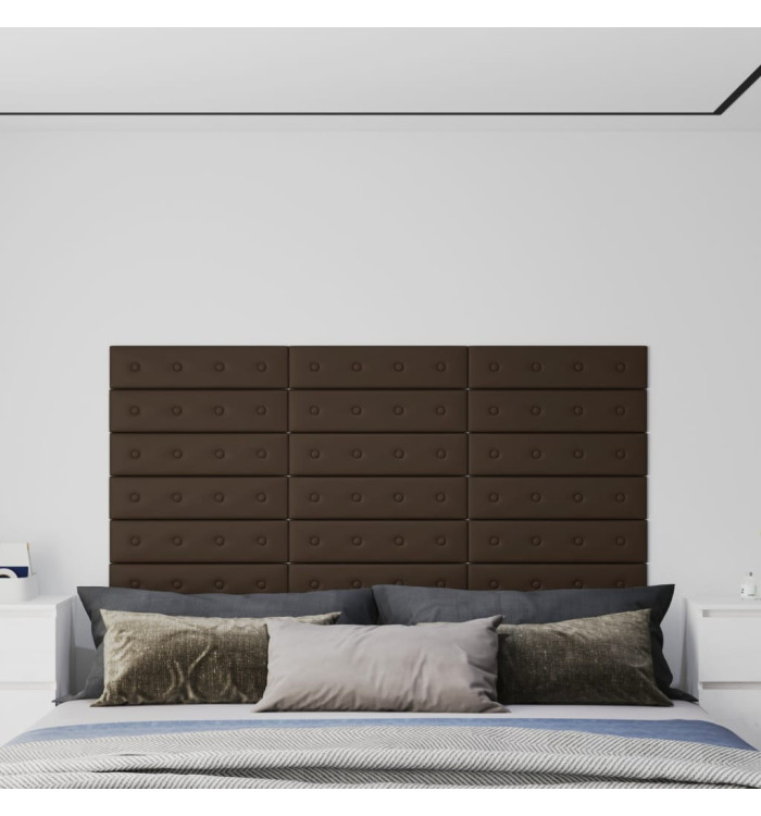 Panneaux muraux 12 pcs Marron 60x15 cm Similicuir 1,08 m² | Mobilier & Déco