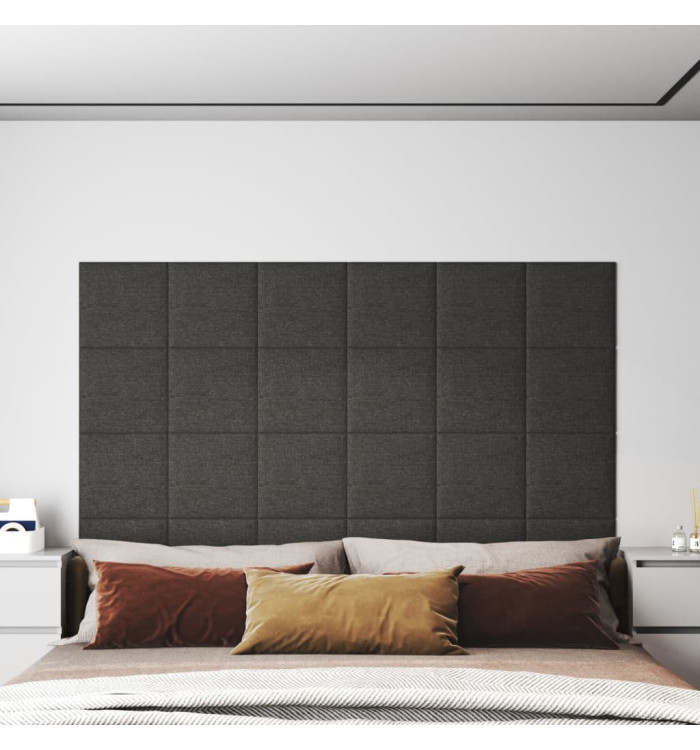 Panneaux muraux 12 pcs Gris foncé 30x30 cm Tissu 1,08 m² | Mobilier & Déco