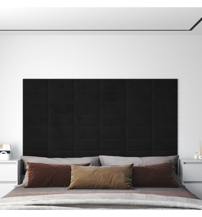 Panneaux muraux 12 pcs Noir 30x15 cm Velours 0,54 m² | Mobilier & Déco