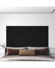 Panneaux muraux 12 pcs Noir 30x15 cm Velours 0,54 m² | Mobilier & Déco