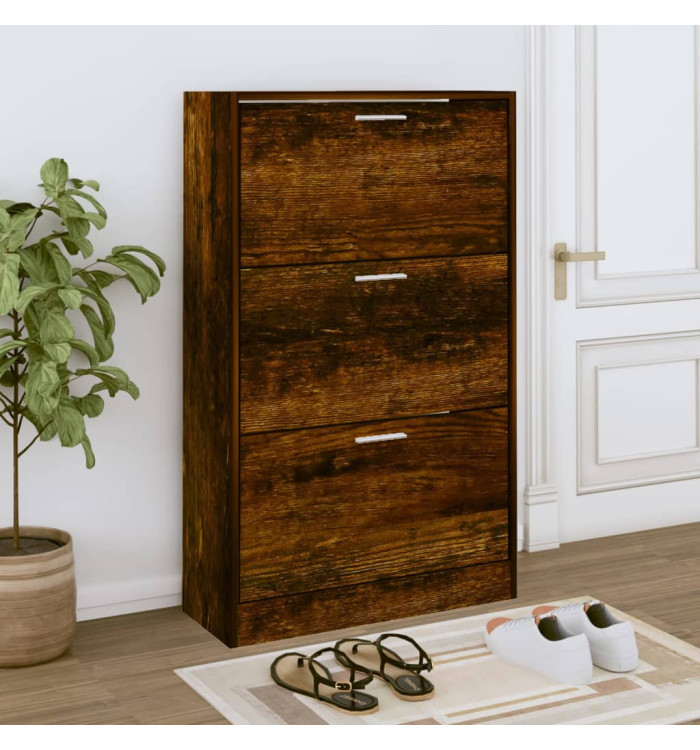 Armoire à chaussures Chêne fumé 63x24x103 cm Bois d'ingénierie | Mobilier & Déco
