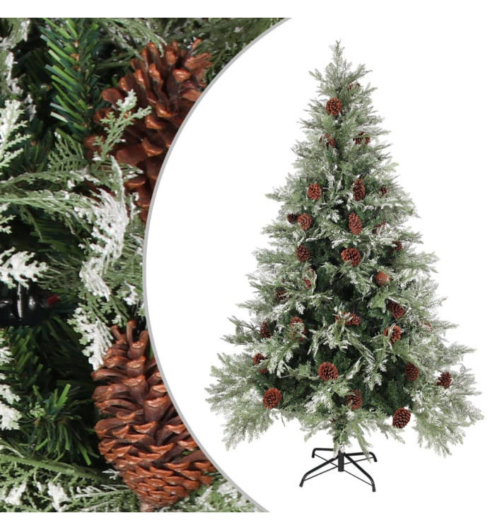 Sapin de Noël avec pommes de pin Vert et blanc 120 cm PVC et PE | Mobilier & Déco