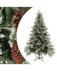Sapin de Noël avec pommes de pin Vert et blanc 120 cm PVC et PE | Mobilier & Déco