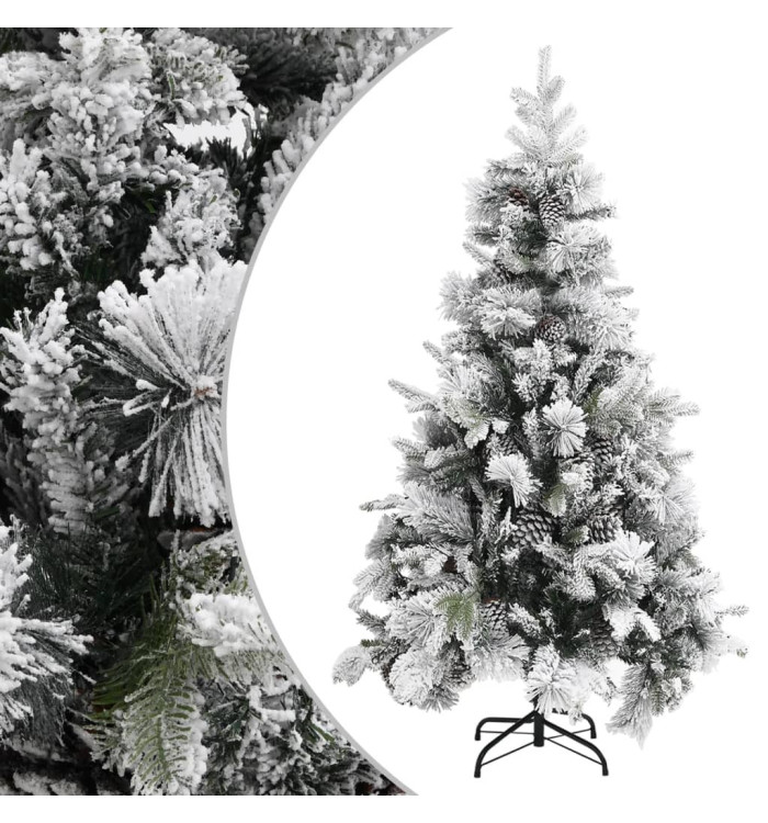 Sapin de Noël à flocons de neige et pommes de pin 195 cm PVC/PE | Mobilier & Déco