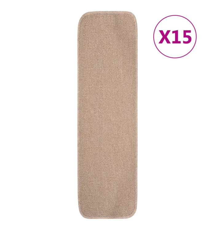 Tapis escalier antidérapants 15 pcs 75x20cm Beige Rectangulaire | Mobilier & Déco