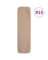 Tapis escalier antidérapants 15 pcs 75x20cm Beige Rectangulaire | Mobilier & Déco