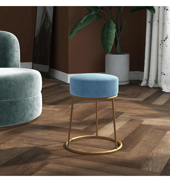 Tabouret rond Bleu clair Velours | Mobilier & Déco