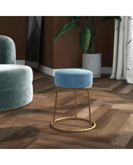 Tabouret rond Bleu clair Velours | Mobilier & Déco