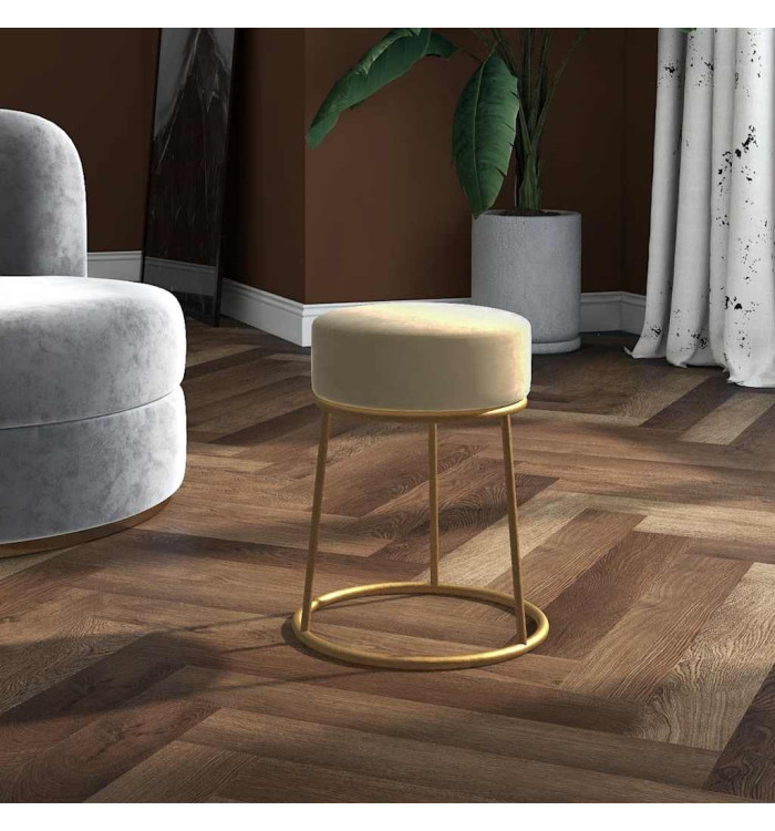 Tabouret rond Gris foncé Velours | Mobilier & Déco