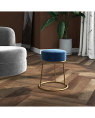 Tabouret rond Bleu Velours | Mobilier & Déco