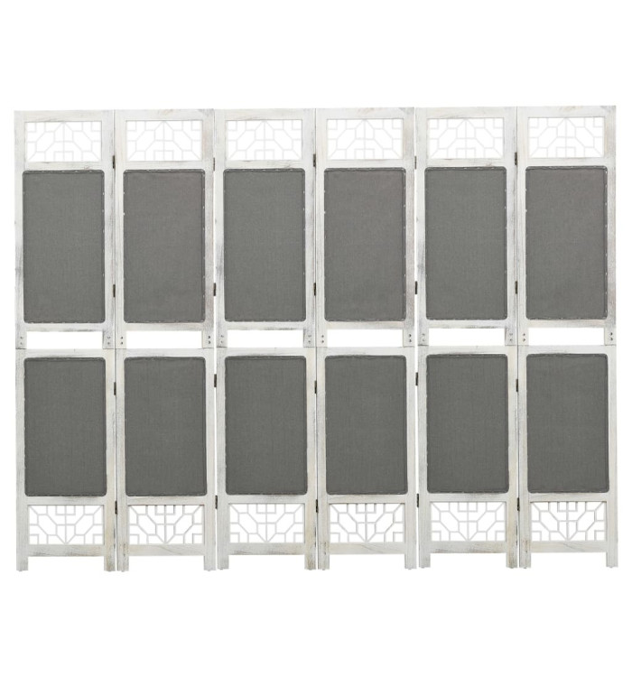 Cloison de séparation 6 panneaux Gris 210x165 cm Tissu | Mobilier & Déco