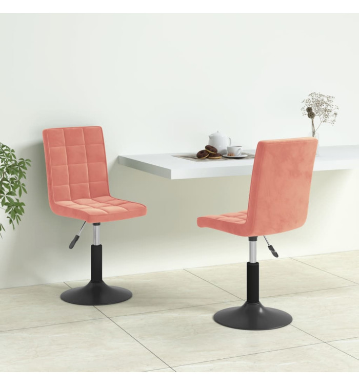 Chaises pivotantes à manger lot de 2 rose velours | Mobilier & Déco