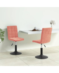 Chaises pivotantes à manger lot de 2 rose velours | Mobilier & Déco