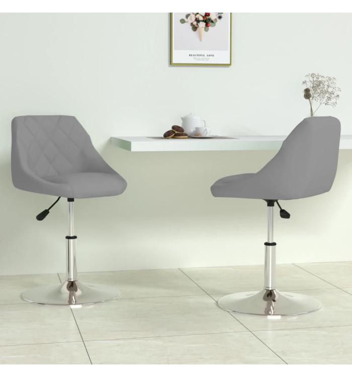 Chaises pivotantes à manger lot de 2 Gris clair Velours | Mobilier & Déco