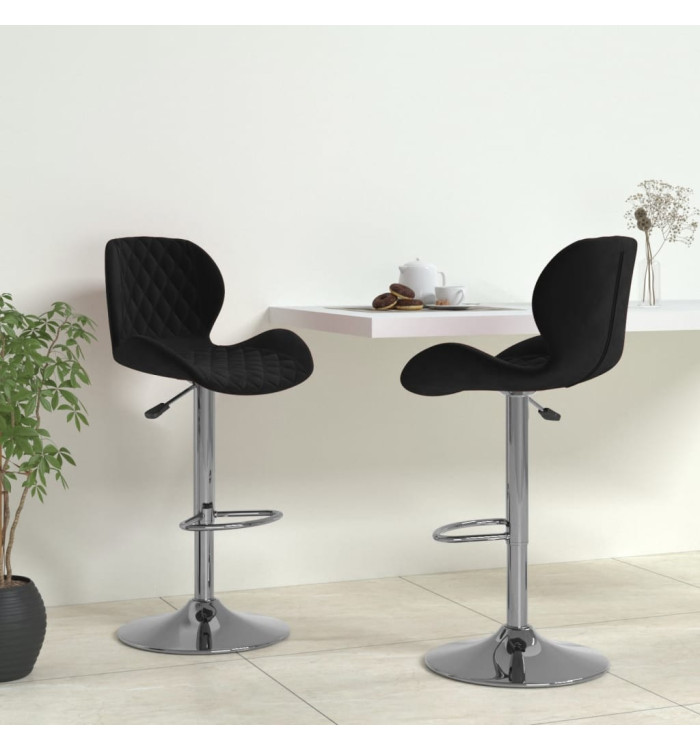Tabourets de bar lot de 2 noir velours | Mobilier & Déco