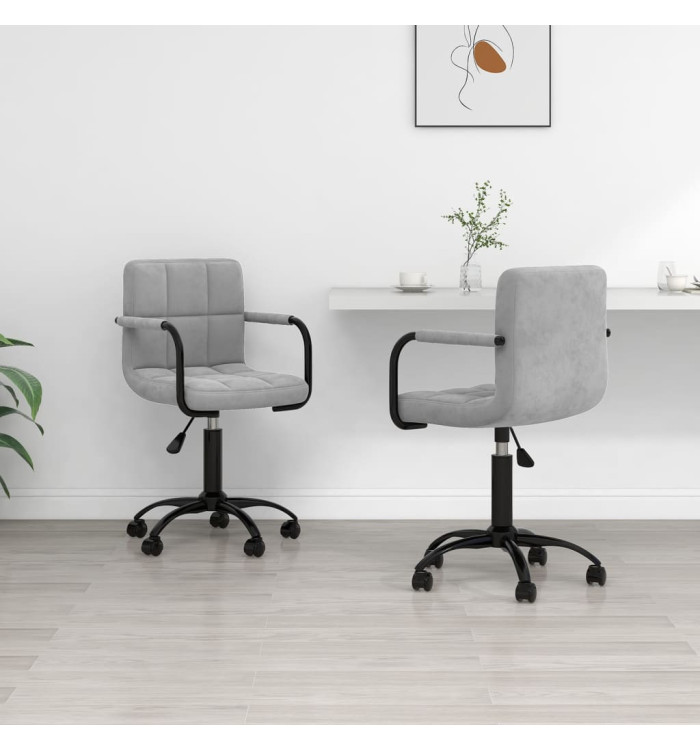 Chaises pivotantes à manger lot de 2 gris clair velours | Mobilier & Déco