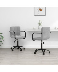 Chaises pivotantes à manger lot de 2 gris clair velours | Mobilier & Déco