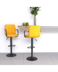 Tabourets de bar lot de 2 jaune moutarde velours | Mobilier & Déco