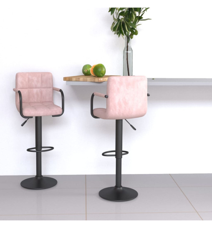 Tabourets de bar lot de 2 rose velours | Mobilier & Déco
