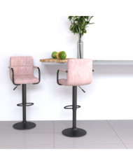 Tabourets de bar lot de 2 rose velours | Mobilier & Déco